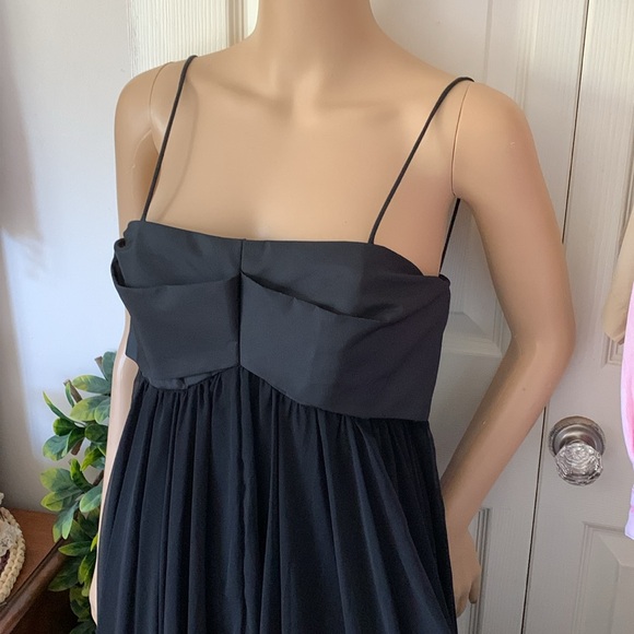 Vtg 60's black sheer chiffon full circle babydoll swing dress XS S - Picture 4 of 15